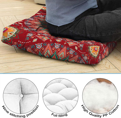 Mandala Meditation Cushion, Boho Meditation Mat, Meditation Pillows for Sitting on Floor, Cushions for Sitting in Home and Outdoor, Round Floor Pillows Cushion Seating for Yoga Accessories 22'' X 22''