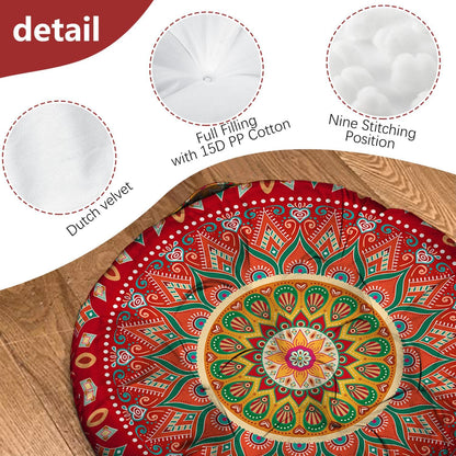 Mandala Meditation Cushion, Boho Meditation Mat, Meditation Pillows for Sitting on Floor, Cushions for Sitting in Home and Outdoor, Round Floor Pillows Cushion Seating for Yoga Accessories 22'' X 22''
