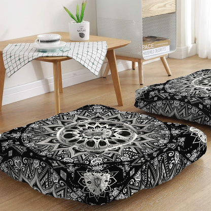 Mandala Meditation Cushion, Boho Meditation Mat, Meditation Pillows for Sitting on Floor, Cushions for Sitting in Home and Outdoor, Round Floor Pillows Cushion Seating for Yoga Accessories 22'' X 22''