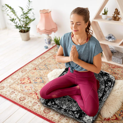 Mandala Meditation Cushion, Boho Meditation Mat, Meditation Pillows for Sitting on Floor, Cushions for Sitting in Home and Outdoor, Round Floor Pillows Cushion Seating for Yoga Accessories 22'' X 22''