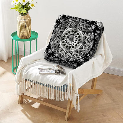 Mandala Meditation Cushion, Boho Meditation Mat, Meditation Pillows for Sitting on Floor, Cushions for Sitting in Home and Outdoor, Round Floor Pillows Cushion Seating for Yoga Accessories 22'' X 22''