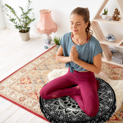 Mandala Meditation Cushion, Boho Meditation Mat, Meditation Pillows for Sitting on Floor, Cushions for Sitting in Home and Outdoor, Round Floor Pillows Cushion Seating for Yoga Accessories 22'' X 22''