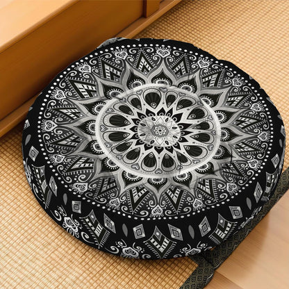 Mandala Meditation Cushion, Boho Meditation Mat, Meditation Pillows for Sitting on Floor, Cushions for Sitting in Home and Outdoor, Round Floor Pillows Cushion Seating for Yoga Accessories 22'' X 22''