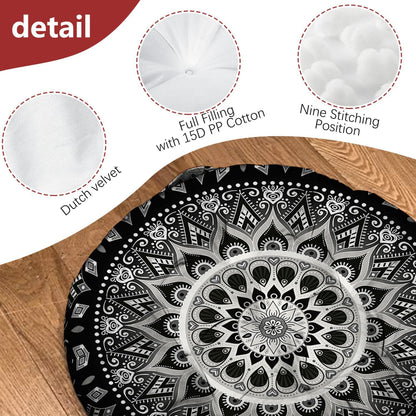Mandala Meditation Cushion, Boho Meditation Mat, Meditation Pillows for Sitting on Floor, Cushions for Sitting in Home and Outdoor, Round Floor Pillows Cushion Seating for Yoga Accessories 22'' X 22''
