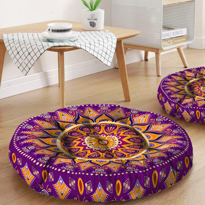 Mandala Meditation Cushion, Boho Meditation Mat, Meditation Pillows for Sitting on Floor, Cushions for Sitting in Home and Outdoor, Round Floor Pillows Cushion Seating for Yoga Accessories 22'' X 22''