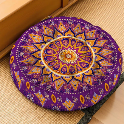 Mandala Meditation Cushion, Boho Meditation Mat, Meditation Pillows for Sitting on Floor, Cushions for Sitting in Home and Outdoor, Round Floor Pillows Cushion Seating for Yoga Accessories 22'' X 22''