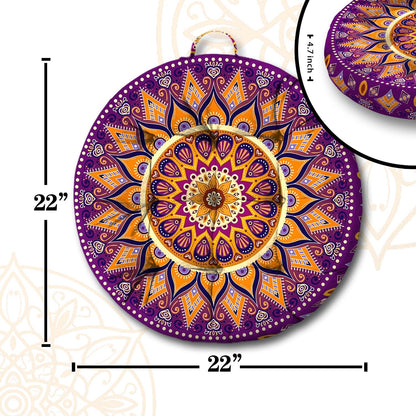 Mandala Meditation Cushion, Boho Meditation Mat, Meditation Pillows for Sitting on Floor, Cushions for Sitting in Home and Outdoor, Round Floor Pillows Cushion Seating for Yoga Accessories 22'' X 22''