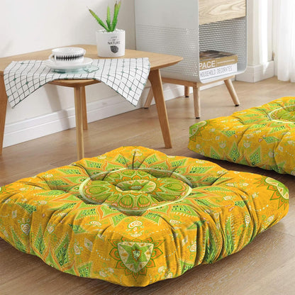 Mandala Meditation Cushion, Boho Meditation Mat, Meditation Pillows for Sitting on Floor, Cushions for Sitting in Home and Outdoor, Round Floor Pillows Cushion Seating for Yoga Accessories 22'' X 22''