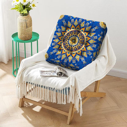 Mandala Meditation Cushion, Boho Meditation Mat, Meditation Pillows for Sitting on Floor, Cushions for Sitting in Home and Outdoor, Round Floor Pillows Cushion Seating for Yoga Accessories 22'' X 22''