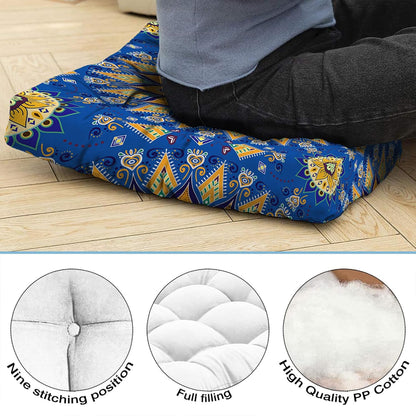 Mandala Meditation Cushion, Boho Meditation Mat, Meditation Pillows for Sitting on Floor, Cushions for Sitting in Home and Outdoor, Round Floor Pillows Cushion Seating for Yoga Accessories 22'' X 22''