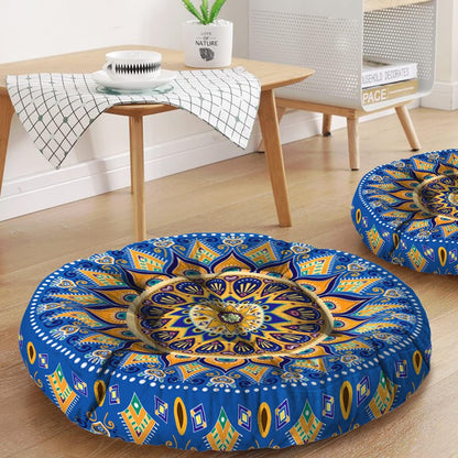 Mandala Meditation Cushion, Boho Meditation Mat, Meditation Pillows for Sitting on Floor, Cushions for Sitting in Home and Outdoor, Round Floor Pillows Cushion Seating for Yoga Accessories 22'' X 22''