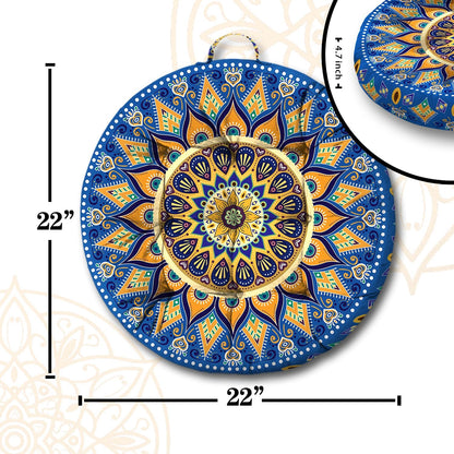 Mandala Meditation Cushion, Boho Meditation Mat, Meditation Pillows for Sitting on Floor, Cushions for Sitting in Home and Outdoor, Round Floor Pillows Cushion Seating for Yoga Accessories 22'' X 22''