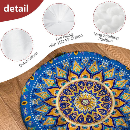Mandala Meditation Cushion, Boho Meditation Mat, Meditation Pillows for Sitting on Floor, Cushions for Sitting in Home and Outdoor, Round Floor Pillows Cushion Seating for Yoga Accessories 22'' X 22''