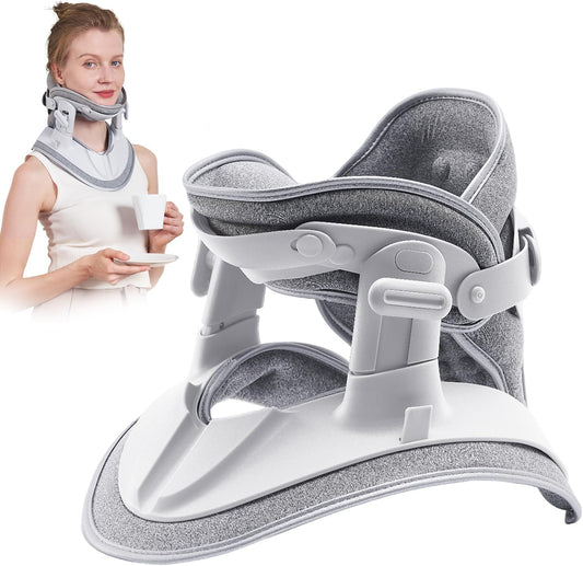 Neck Stretcher Cervical Traction, Adjustable Cervical Neck Traction Device, Neck Brace for Neck Pain Relief and Support, Ergonomic Design for Home, Office & Travel Use