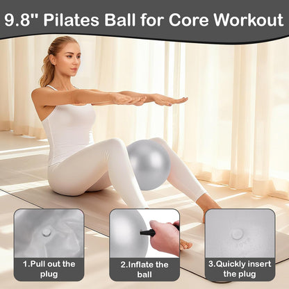 Pilates Kit for Women, Pilates Equipment Ring and Ball Set with Resistance Bands, Yoga Strap, Core Sliders, Socks, Bag & Guide for Starter Home Workout Fitness Gym Essentials