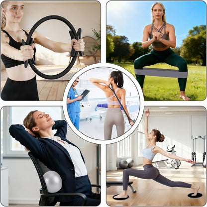 Pilates Kit for Women, Pilates Equipment Ring and Ball Set with Resistance Bands, Yoga Strap, Core Sliders, Socks, Bag & Guide for Starter Home Workout Fitness Gym Essentials
