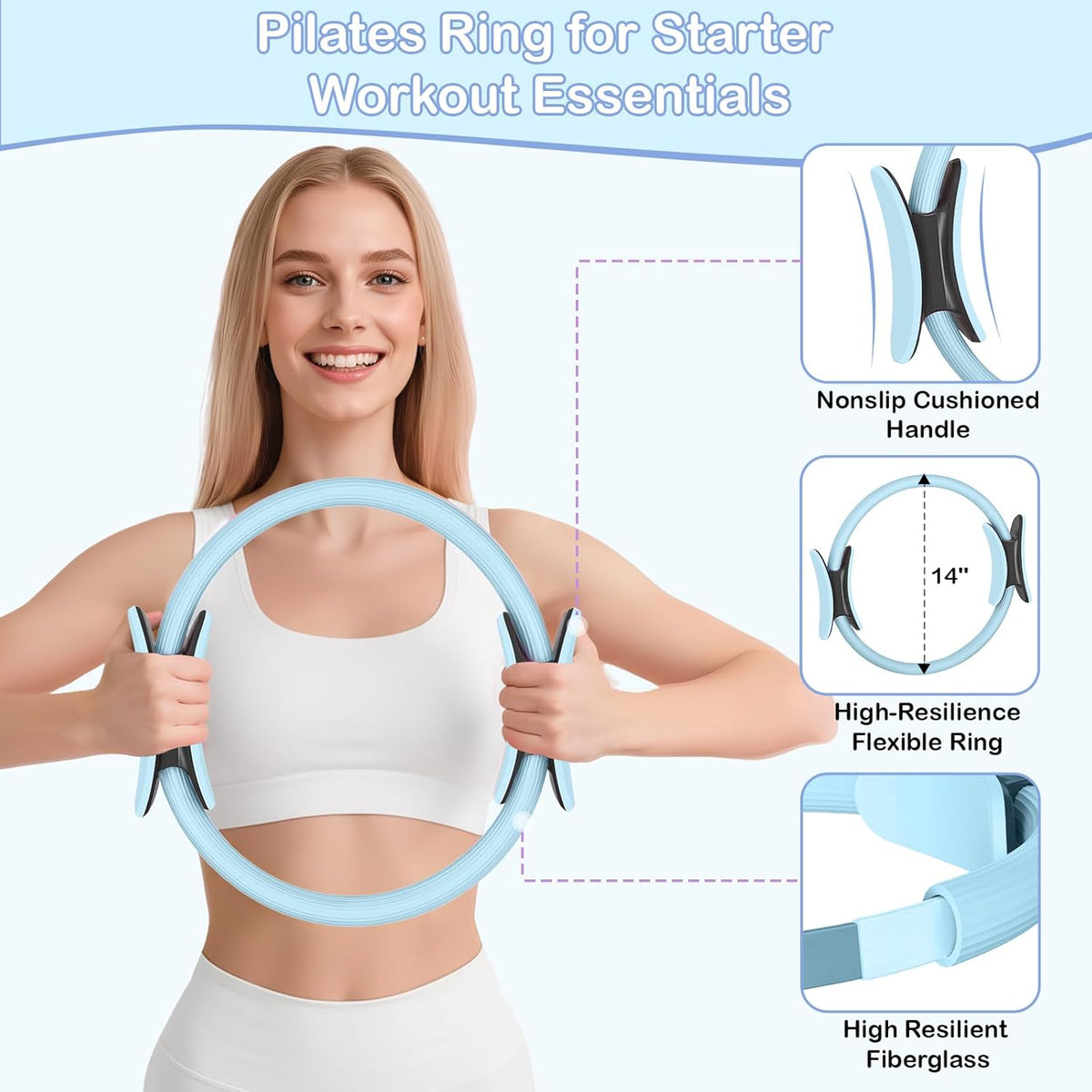 Pilates Kit for Women, Pilates Equipment Ring and Ball Set with Resistance Bands, Yoga Strap, Core Sliders, Socks, Bag & Guide for Starter Home Workout Fitness Gym Essentials