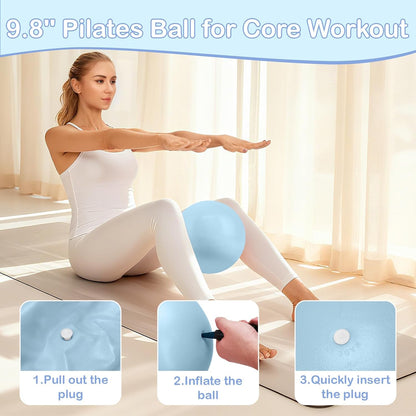 Pilates Kit for Women, Pilates Equipment Ring and Ball Set with Resistance Bands, Yoga Strap, Core Sliders, Socks, Bag & Guide for Starter Home Workout Fitness Gym Essentials