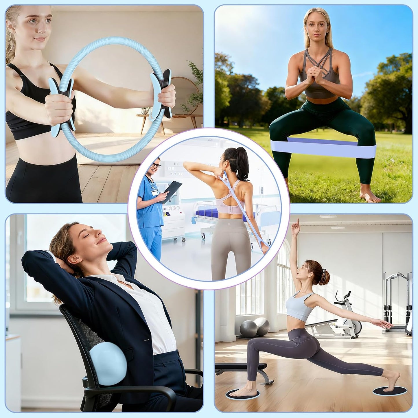 Pilates Kit for Women, Pilates Equipment Ring and Ball Set with Resistance Bands, Yoga Strap, Core Sliders, Socks, Bag & Guide for Starter Home Workout Fitness Gym Essentials