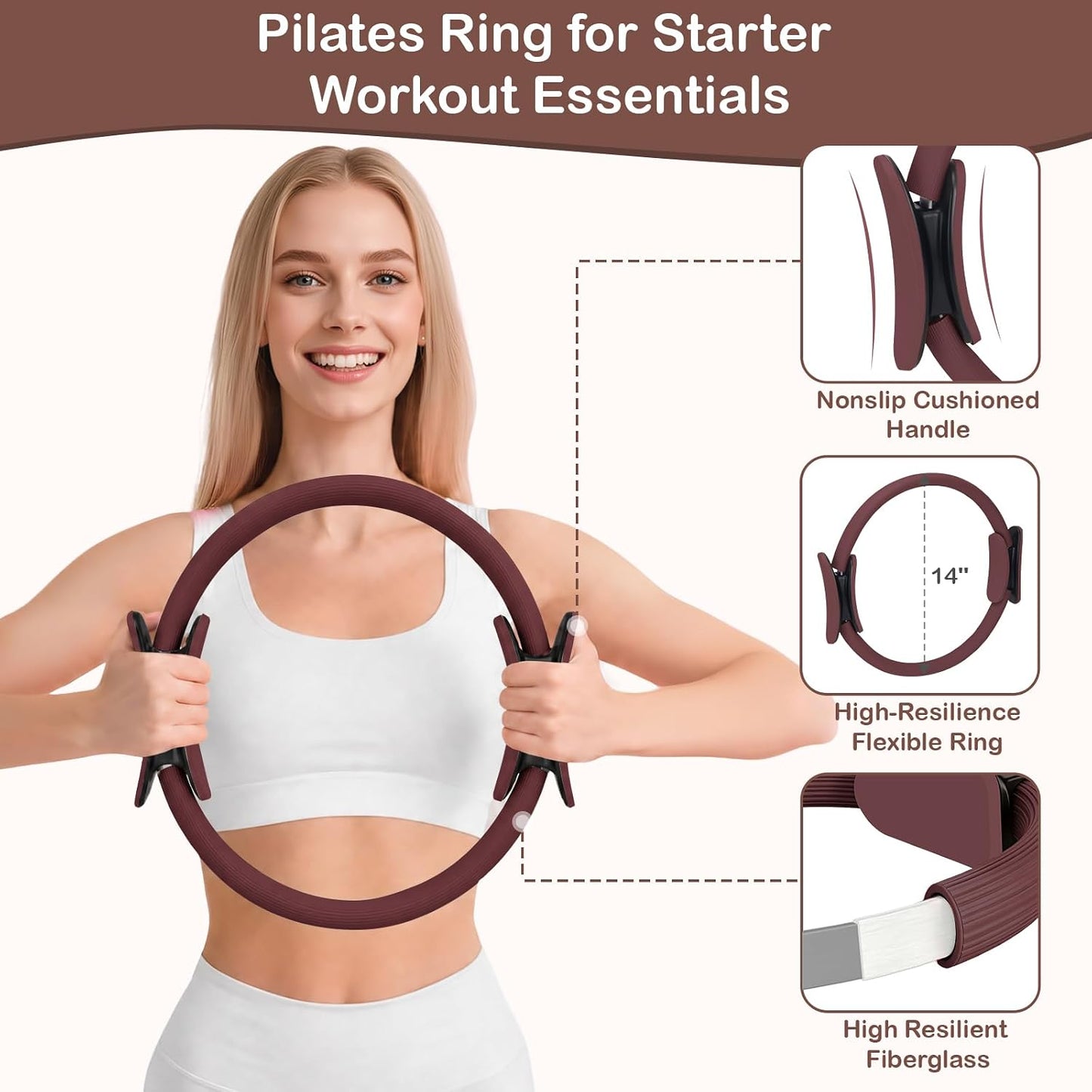 Pilates Kit for Women, Pilates Equipment Ring and Ball Set with Resistance Bands, Yoga Strap, Core Sliders, Socks, Bag & Guide for Starter Home Workout Fitness Gym Essentials