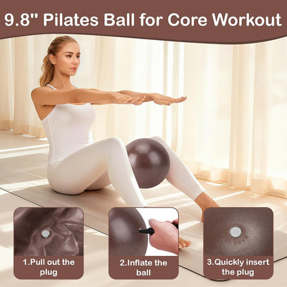 Pilates Kit for Women, Pilates Equipment Ring and Ball Set with Resistance Bands, Yoga Strap, Core Sliders, Socks, Bag & Guide for Starter Home Workout Fitness Gym Essentials
