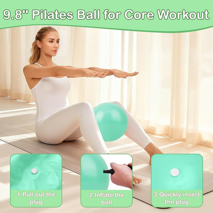 Pilates Kit for Women, Pilates Equipment Ring and Ball Set with Resistance Bands, Yoga Strap, Core Sliders, Socks, Bag & Guide for Starter Home Workout Fitness Gym Essentials