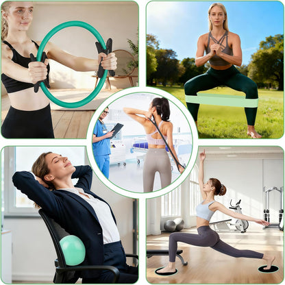Pilates Kit for Women, Pilates Equipment Ring and Ball Set with Resistance Bands, Yoga Strap, Core Sliders, Socks, Bag & Guide for Starter Home Workout Fitness Gym Essentials