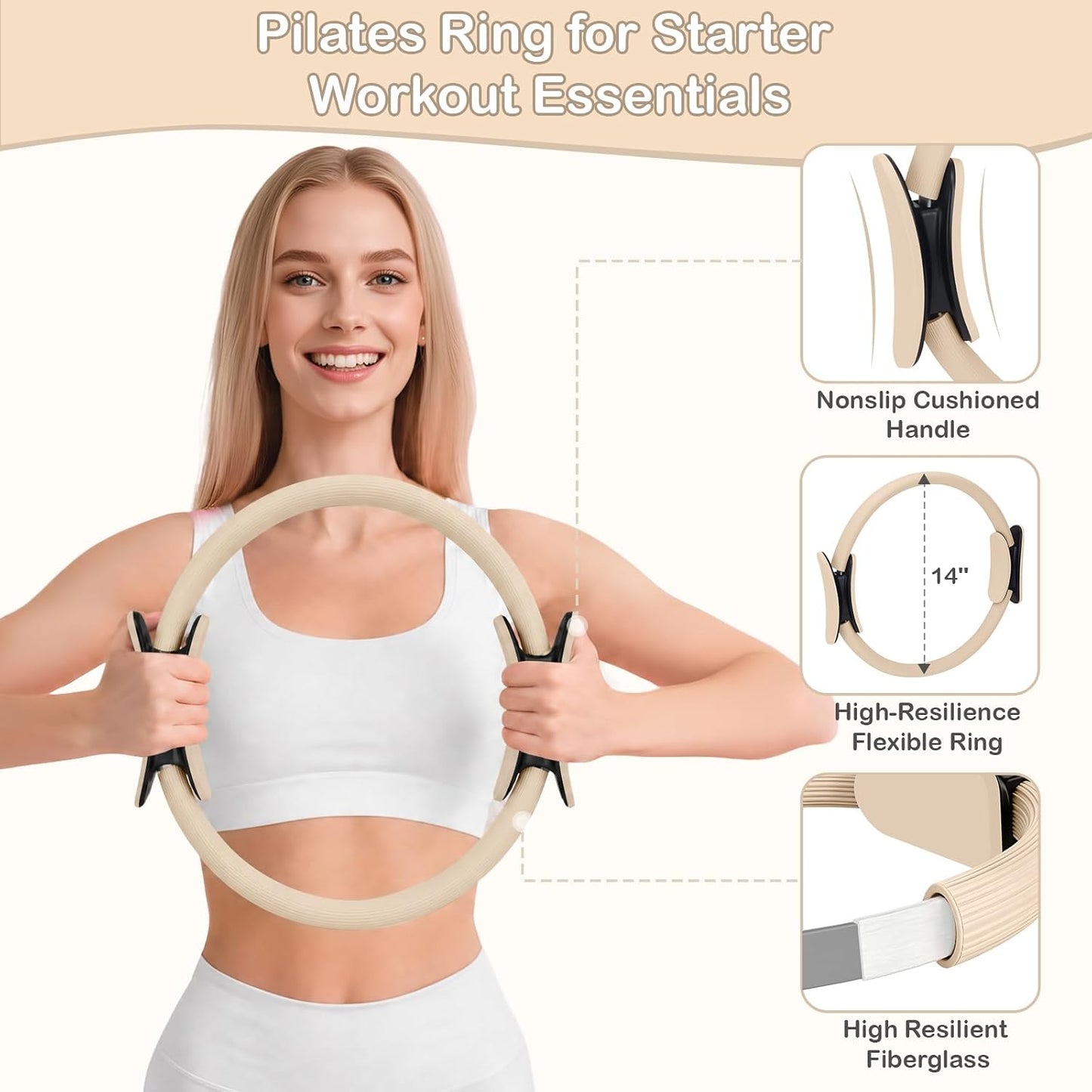 Pilates Kit for Women, Pilates Equipment Ring and Ball Set with Resistance Bands, Yoga Strap, Core Sliders, Socks, Bag & Guide for Starter Home Workout Fitness Gym Essentials