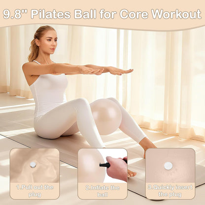 Pilates Kit for Women, Pilates Equipment Ring and Ball Set with Resistance Bands, Yoga Strap, Core Sliders, Socks, Bag & Guide for Starter Home Workout Fitness Gym Essentials