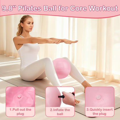 Pilates Kit for Women, Pilates Equipment Ring and Ball Set with Resistance Bands, Yoga Strap, Core Sliders, Socks, Bag & Guide for Starter Home Workout Fitness Gym Essentials
