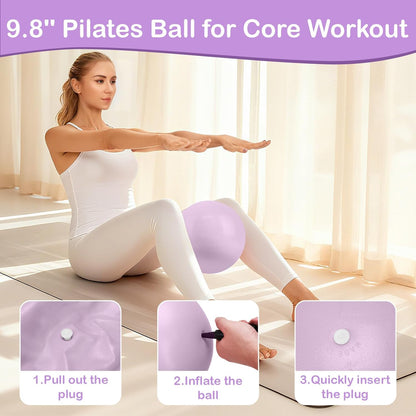 Pilates Kit for Women, Pilates Equipment Ring and Ball Set with Resistance Bands, Yoga Strap, Core Sliders, Socks, Bag & Guide for Starter Home Workout Fitness Gym Essentials