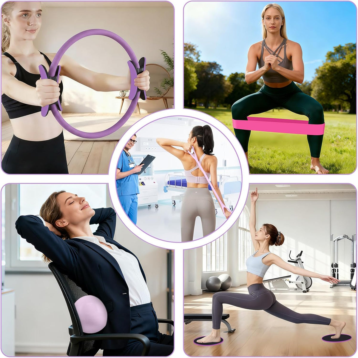 Pilates Kit for Women, Pilates Equipment Ring and Ball Set with Resistance Bands, Yoga Strap, Core Sliders, Socks, Bag & Guide for Starter Home Workout Fitness Gym Essentials