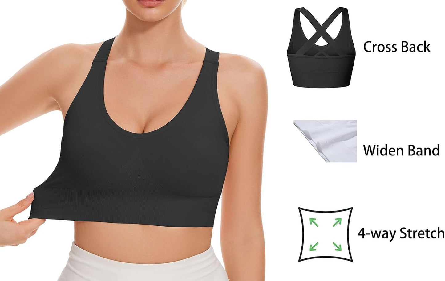 Sports Bra for Women Unpadded Medium Support Criss Cross Back Strappy Workout Bra High Impact Gym Activewear Top