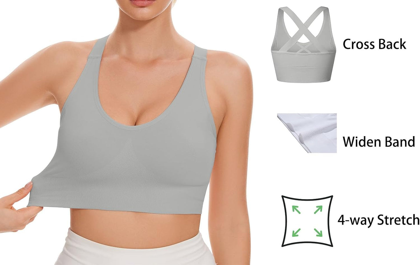 Sports Bra for Women Unpadded Medium Support Criss Cross Back Strappy Workout Bra High Impact Gym Activewear Top