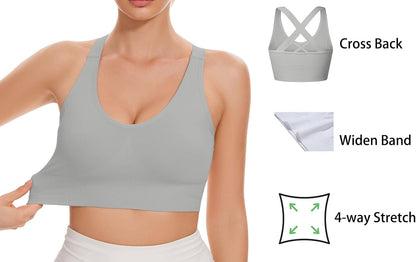 Sports Bra for Women Unpadded Medium Support Criss Cross Back Strappy Workout Bra High Impact Gym Activewear Top
