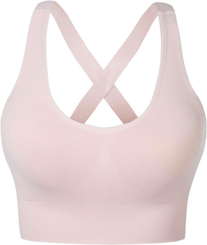 Sports Bra for Women Unpadded Medium Support Criss Cross Back Strappy Workout Bra High Impact Gym Activewear Top