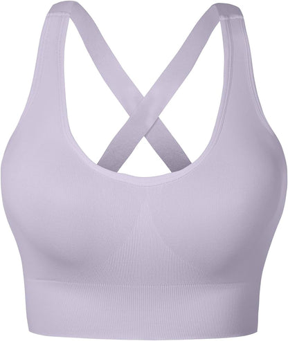 Sports Bra for Women Unpadded Medium Support Criss Cross Back Strappy Workout Bra High Impact Gym Activewear Top