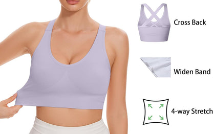 Sports Bra for Women Unpadded Medium Support Criss Cross Back Strappy Workout Bra High Impact Gym Activewear Top