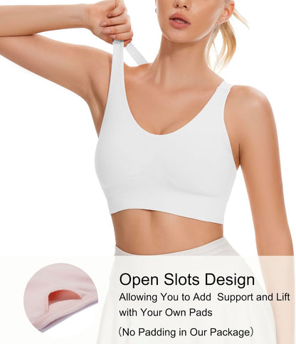 Sports Bra for Women Unpadded Medium Support Criss Cross Back Strappy Workout Bra High Impact Gym Activewear Top