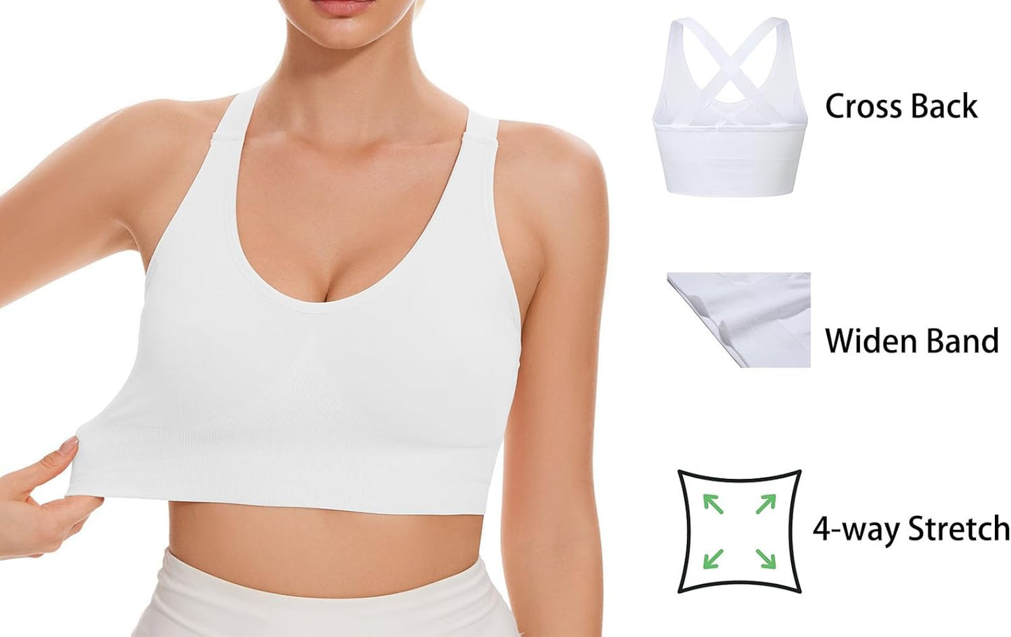 Sports Bra for Women Unpadded Medium Support Criss Cross Back Strappy Workout Bra High Impact Gym Activewear Top