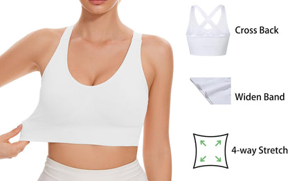 Sports Bra for Women Unpadded Medium Support Criss Cross Back Strappy Workout Bra High Impact Gym Activewear Top