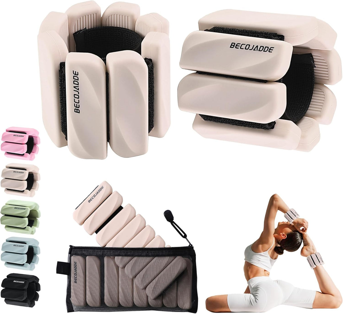 Ankle Weights Set of 2 (1 lb/2 lb Each) for Women Men Adjustable Wrist Bracelet for Home Gym Weighted Bangles Wristbands Leg Arm Weights for Walking Swimming Running Pilates Yoga Gym