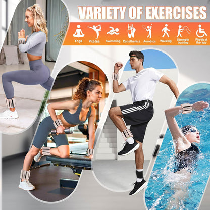 Ankle Weights Set of 2 (1 lb/2 lb Each) for Women Men Adjustable Wrist Bracelet for Home Gym Weighted Bangles Wristbands Leg Arm Weights for Walking Swimming Running Pilates Yoga Gym