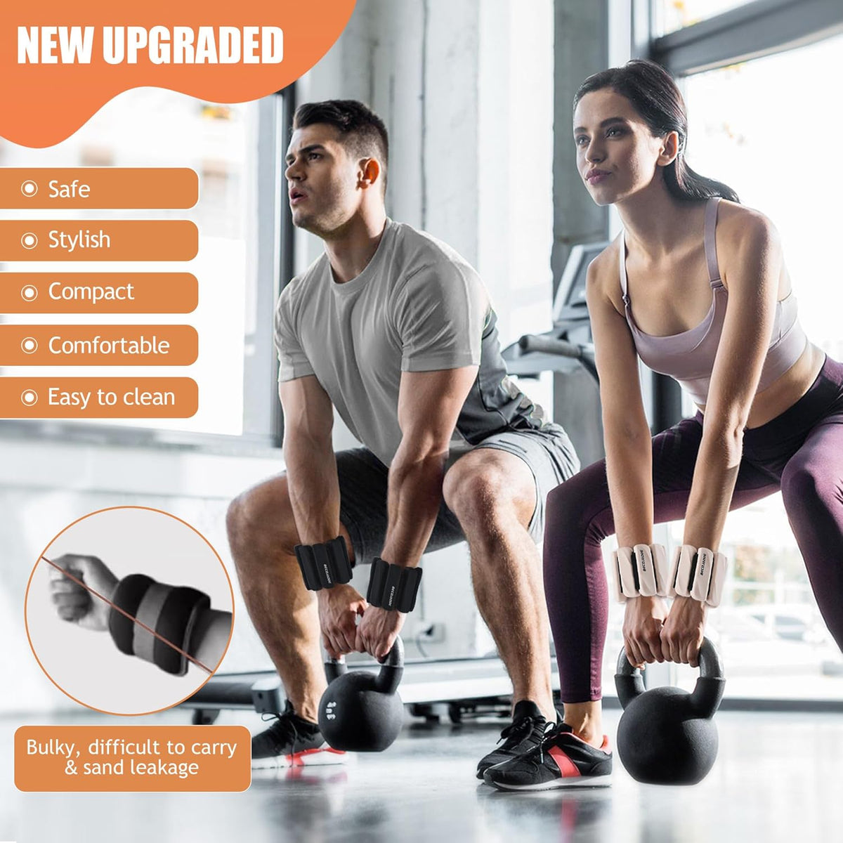 Ankle Weights Set of 2 (1 lb/2 lb Each) for Women Men Adjustable Wrist Bracelet for Home Gym Weighted Bangles Wristbands Leg Arm Weights for Walking Swimming Running Pilates Yoga Gym