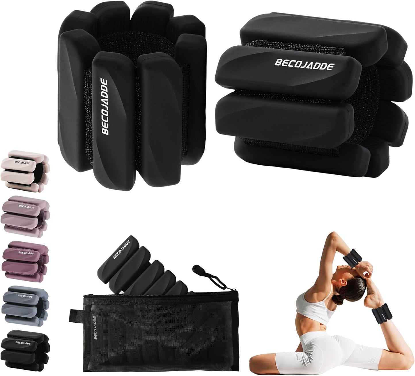 Ankle Weights Set of 2 (1 lb/2 lb Each) for Women Men Adjustable Wrist Bracelet for Home Gym Weighted Bangles Wristbands Leg Arm Weights for Walking Swimming Running Pilates Yoga Gym