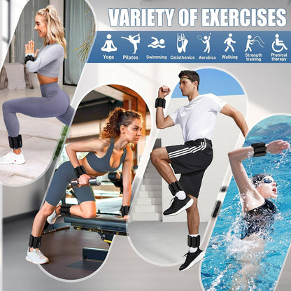 Ankle Weights Set of 2 (1 lb/2 lb Each) for Women Men Adjustable Wrist Bracelet for Home Gym Weighted Bangles Wristbands Leg Arm Weights for Walking Swimming Running Pilates Yoga Gym