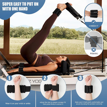 Ankle Weights Set of 2 (1 lb/2 lb Each) for Women Men Adjustable Wrist Bracelet for Home Gym Weighted Bangles Wristbands Leg Arm Weights for Walking Swimming Running Pilates Yoga Gym