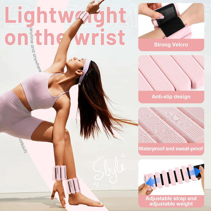Ankle Weights Set of 2 (1 lb/2 lb Each) for Women Men Adjustable Wrist Bracelet for Home Gym Weighted Bangles Wristbands Leg Arm Weights for Walking Swimming Running Pilates Yoga Gym