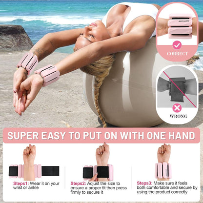 Ankle Weights Set of 2 (1 lb/2 lb Each) for Women Men Adjustable Wrist Bracelet for Home Gym Weighted Bangles Wristbands Leg Arm Weights for Walking Swimming Running Pilates Yoga Gym