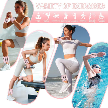 Ankle Weights Set of 2 (1 lb/2 lb Each) for Women Men Adjustable Wrist Bracelet for Home Gym Weighted Bangles Wristbands Leg Arm Weights for Walking Swimming Running Pilates Yoga Gym